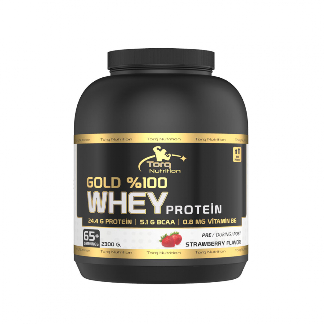 GOLD 100 WHEY PROTEİN TOZU Çilek 2300 Gr 65+ Servis